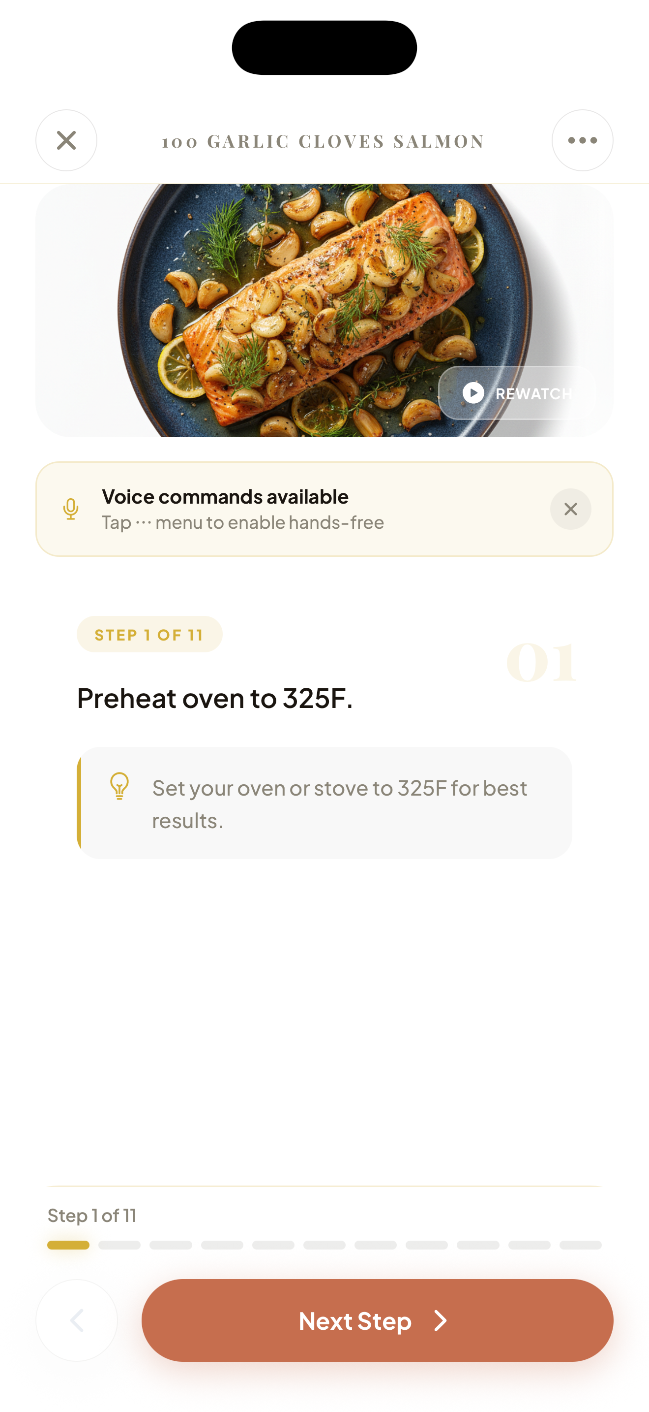 Cooking mode with voice commands