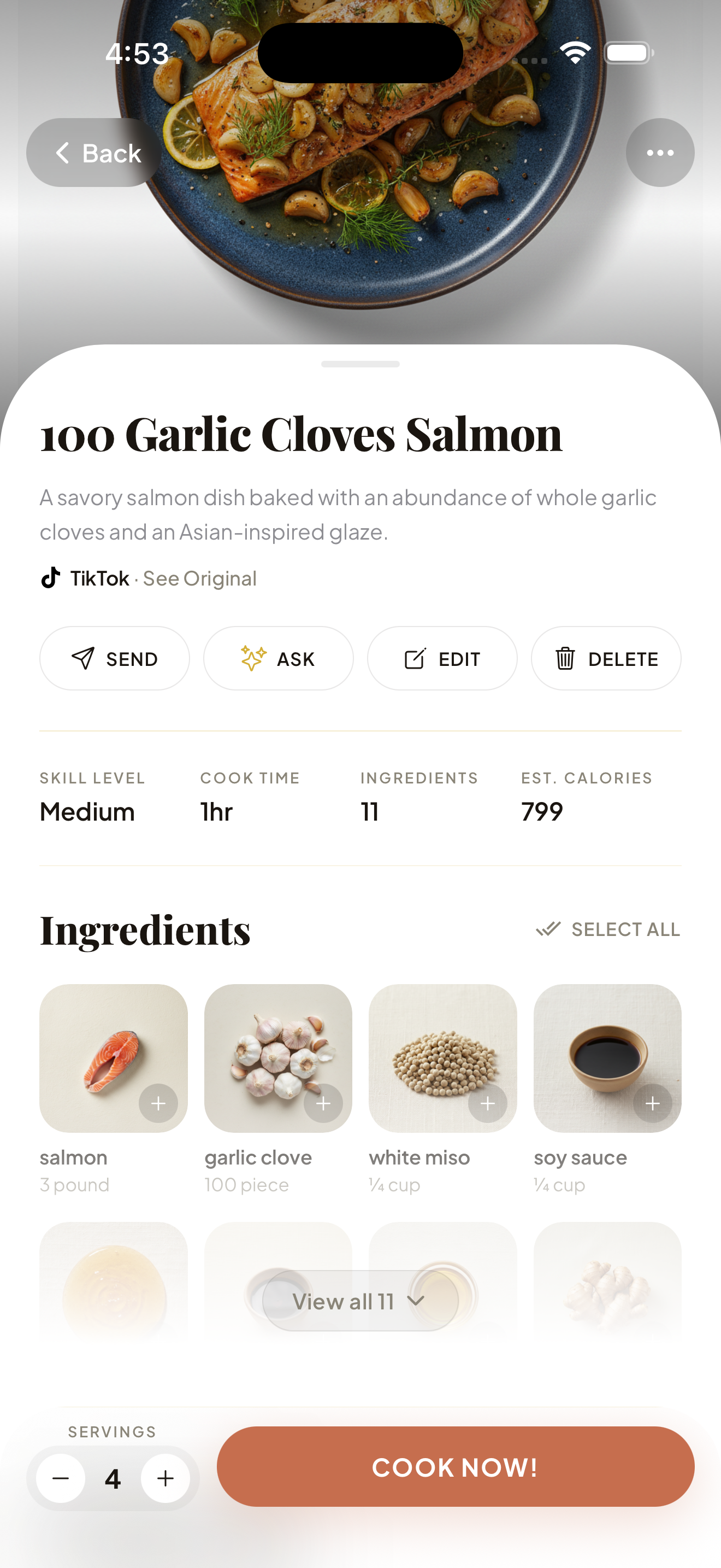 Recipe detail screen